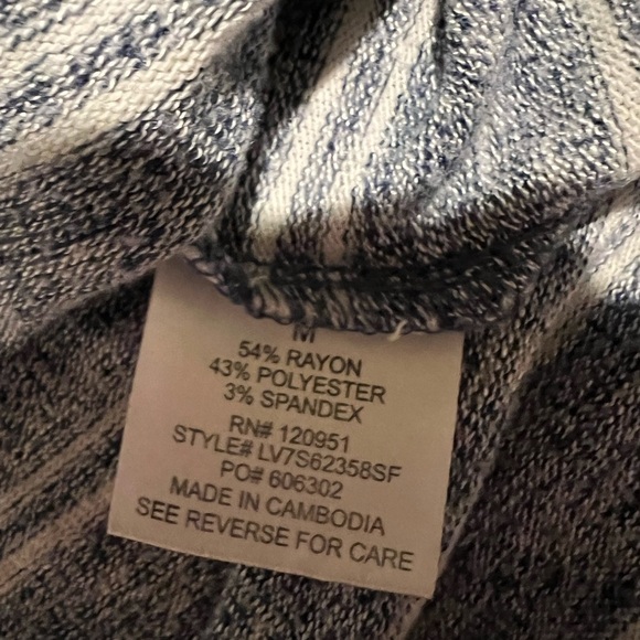 Olive and Oak Striped Sweater Cowl Neck Women's medium Blue White Long Sleeve - Picture 3 of 5